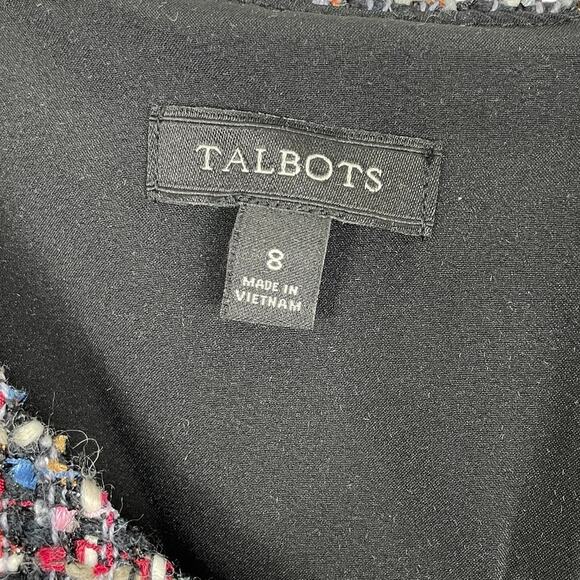 Talbots Tweed Sleeveless Sheath Dress Fringe Metallic Classic Career Multi Sz 8 - Picture 13 of 14